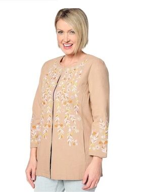 Susan Graver
Susan Graver Women's Embroidered Cotton Topper  Size Medium